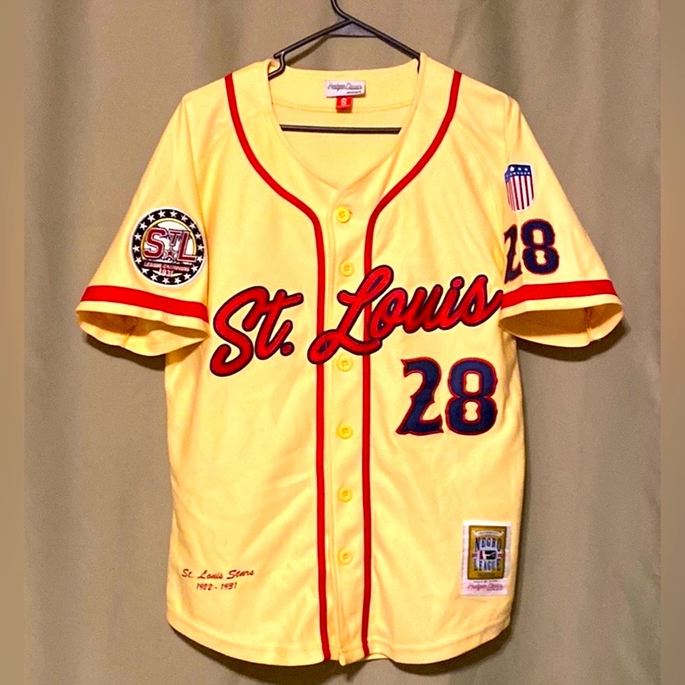 Headgear Classics St Louis Stars Negro League Baseball Jersey Yellow 28 Size S